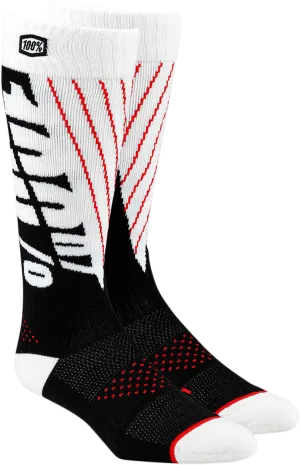 100% Torque Comfort Moto Socks - Black/White - Large/XL 24007-011-18
