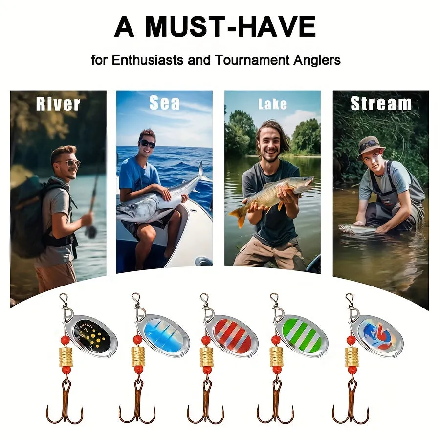 10pc Hard Metal Spinner Bait Kit for Bass Trout Salmon