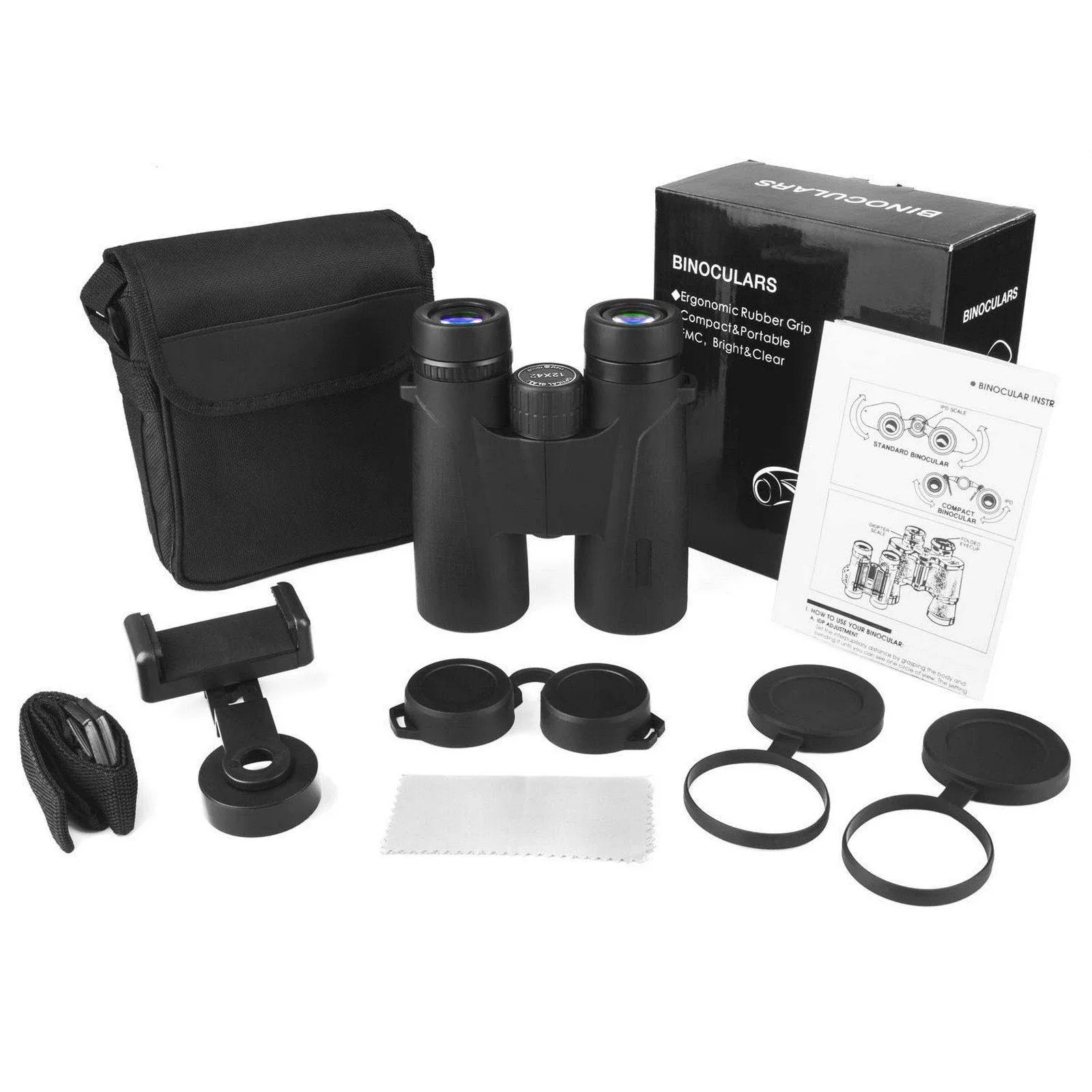 12x42 Zoom Binoculars Day/Night Vision Travel Outdoor HD Hunting Telescope  Case