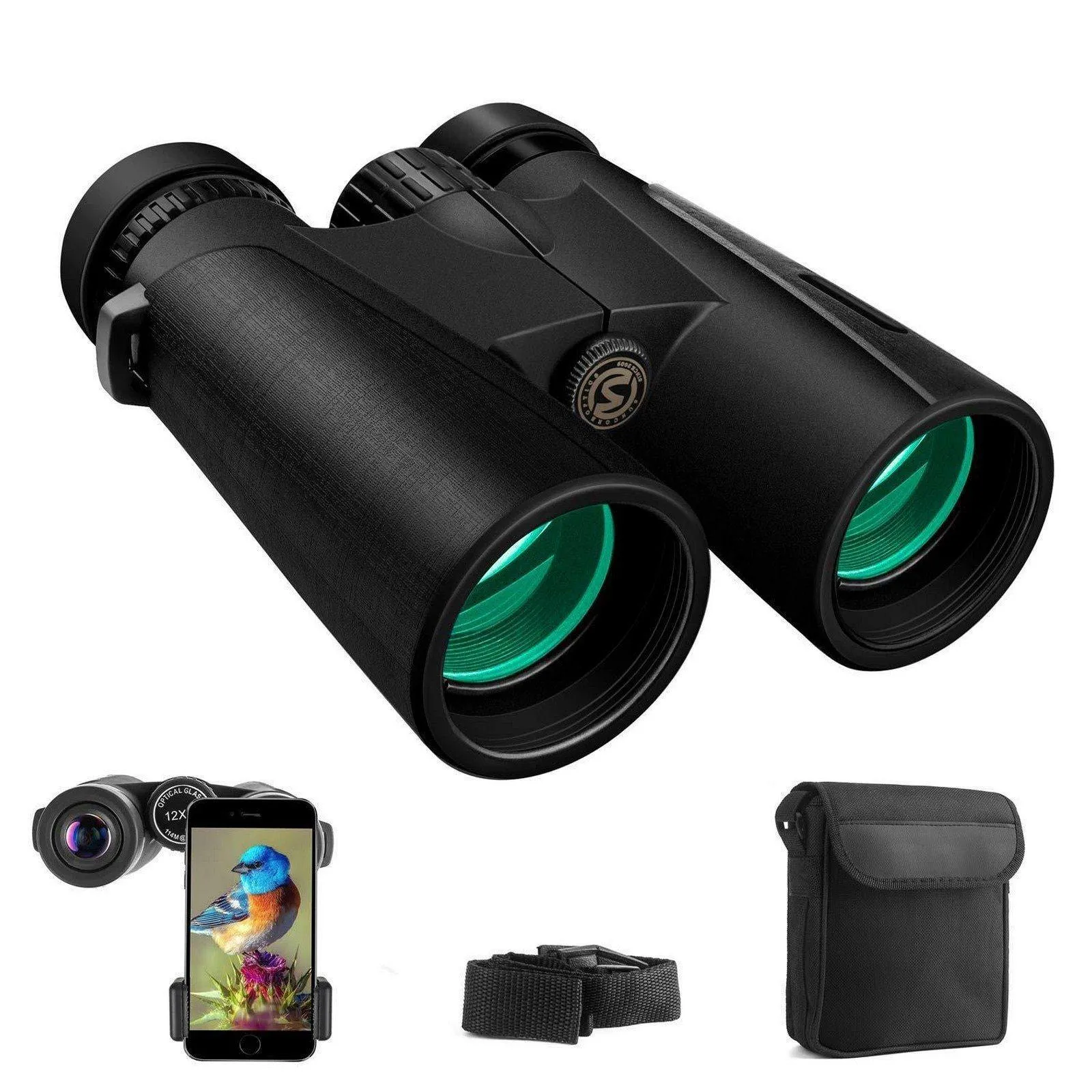 12x42 Zoom Binoculars Day/Night Vision Travel Outdoor HD Hunting Telescope  Case