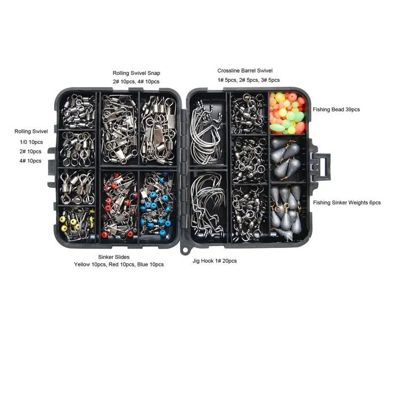 160 Piece Fishing Kit With Beads, Hooks, Swivels in a Segmented Box