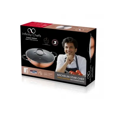 Bergner Infinity Chefs Aluminium Non-Stick Kadai with Lid (24cm, 2.6 Ltr)  BGIC-1090B
