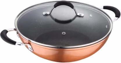 Bergner Infinity Chefs Aluminium Non-Stick Kadai with Lid (24cm, 2.6 Ltr)  BGIC-1090B