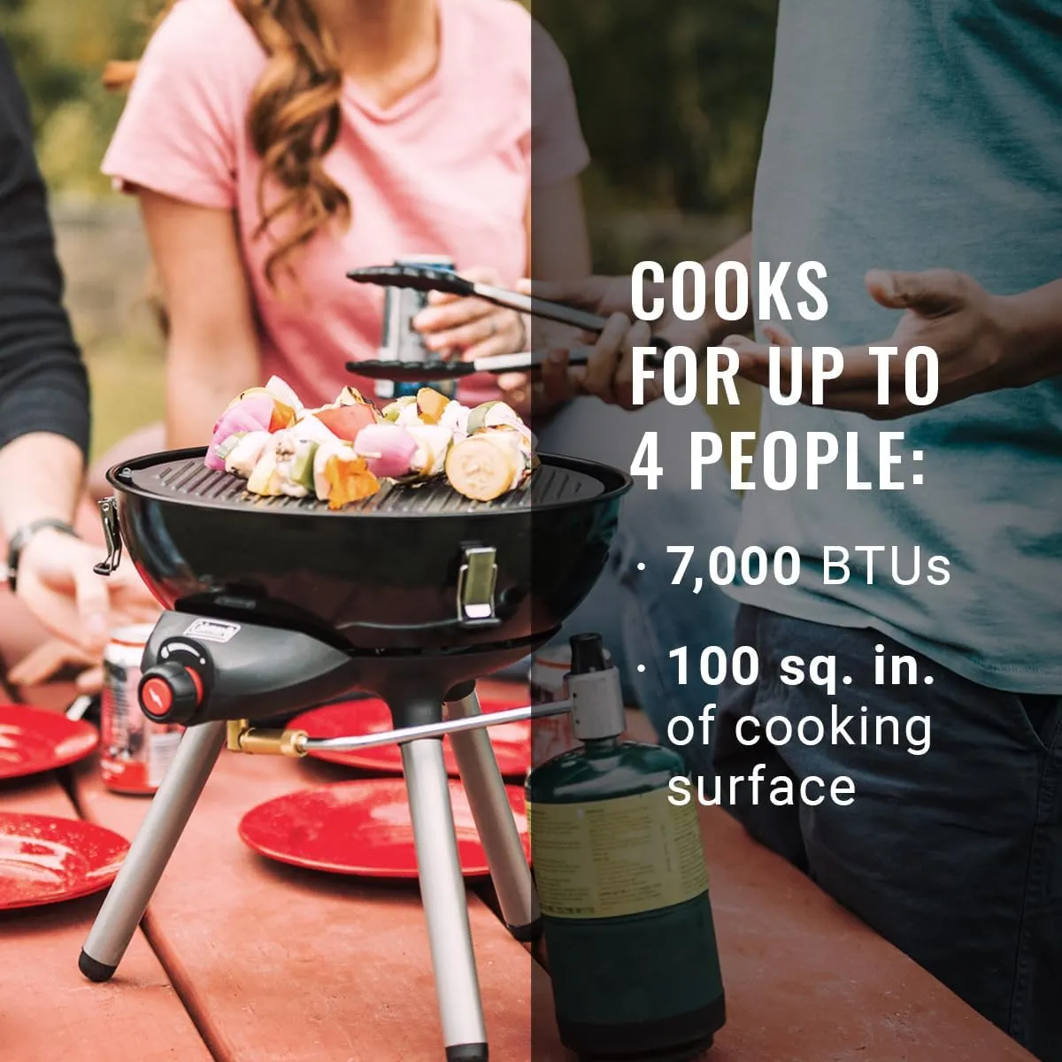 Coleman 4-in-1 Portable Propane Camping Stove, Includes Stove, Wok, Griddle & Grill; Camping Grill with Instastart Ignition, Grease Tray, & 7000 BTUs of Power for Camping, Tailgating, Grilling