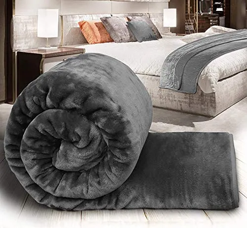 Craftscity Floral Embossed Mink Blanket Double Bed (Grey)