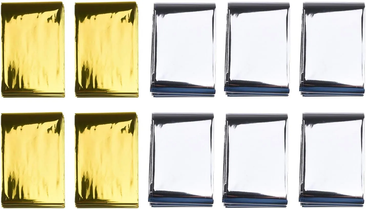 Emergency Mylar Thermal Blankets - 10-Pack (4x Gold, 6x Silver) - Up to 90% Heat Retention - Essential First Aid Kit item for Camping, Hiking and Survival Trips - 83x63inch - Individually Packed
