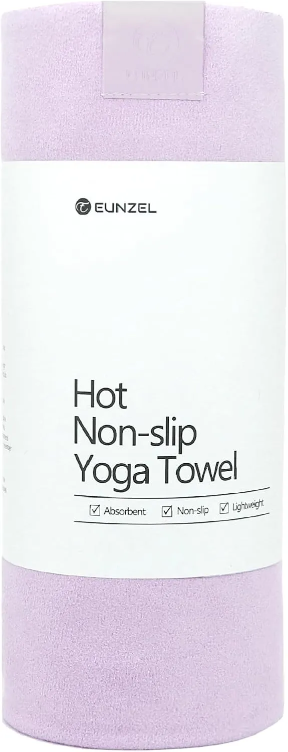 Eunzel Hot Yoga Towel, Super Absorbent Yoga Mat Towel Soft Suede Microfiber Non-Slip Towel for Bikram Pilates and Yoga Mats 72" x 26.5", Taro Purple