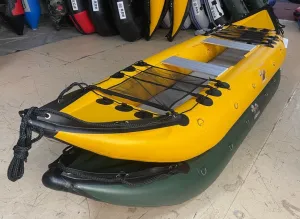 Expedition Series Kayak Raft, designed in Alaska for safe remote navigation of wild rivers. Comes with one paddle, life jacket, repair kit, foot pump, two seats and 8 foot rope to secure raft to the bank.