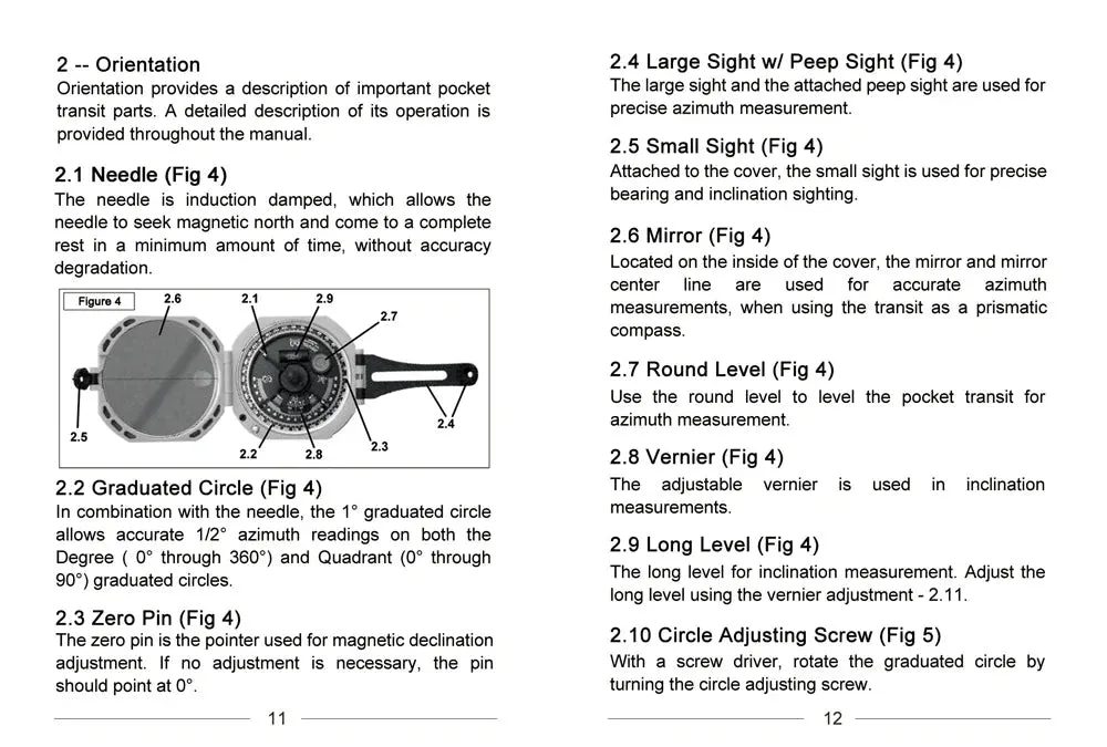 Eyeskey Professional Geological Compass Handheld Lightweight Outdoor Survival Military Compass for Measuring Slope Distance
