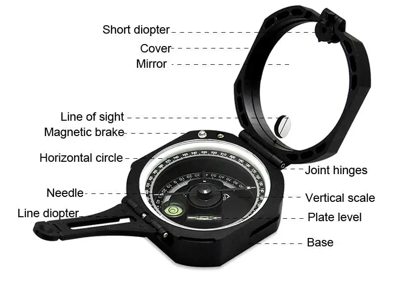 Eyeskey Professional Geological Compass Handheld Lightweight Outdoor Survival Military Compass for Measuring Slope Distance
