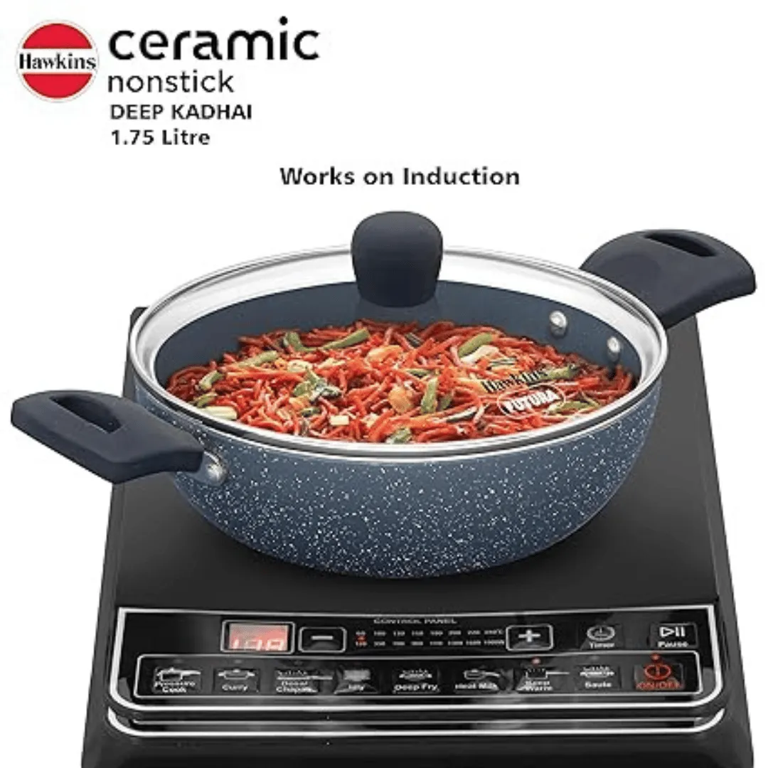 Hawkins 1.75 Litre with Ceramic Nonstick Deep Kadhai (ICK175G)