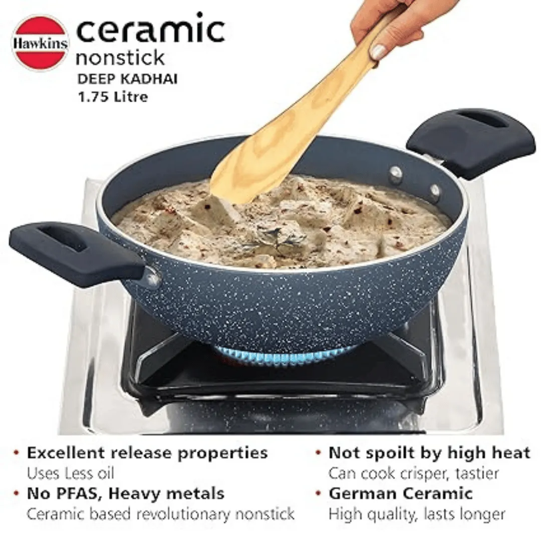 Hawkins 1.75 Litre with Ceramic Nonstick Deep Kadhai (ICK175G)