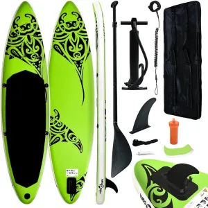 Inflatable Stand Up Paddleboard Set with High Pressure Pump, Removable Fin, and Carrying Bag, Green