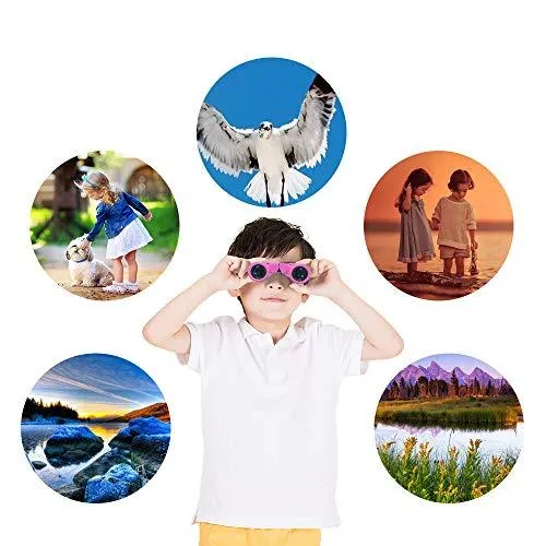 Kids Binoculars, 8x21 High-Resolution Real Optics, Pink or Blue