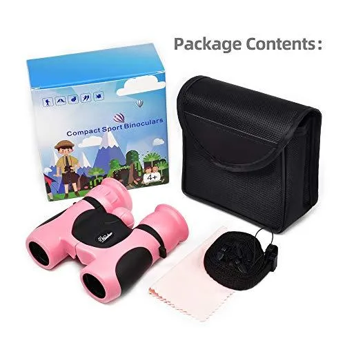 Kids Binoculars, 8x21 High-Resolution Real Optics, Pink or Blue