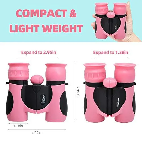 Kids Binoculars, 8x21 High-Resolution Real Optics, Pink or Blue
