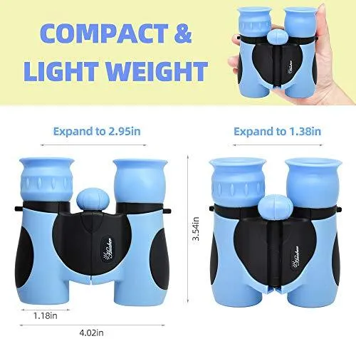 Kids Binoculars, 8x21 High-Resolution Real Optics, Pink or Blue