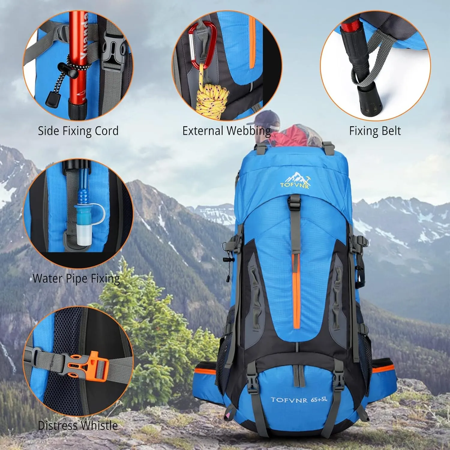 kingsea 70L Large Camping Hiking Backpack, Lightweight Nylon Trekking Rucksack,For Men Women Outdoor Large Capacity Sports Mountaineering Backpack Climbing Travel Waterproof Daypack