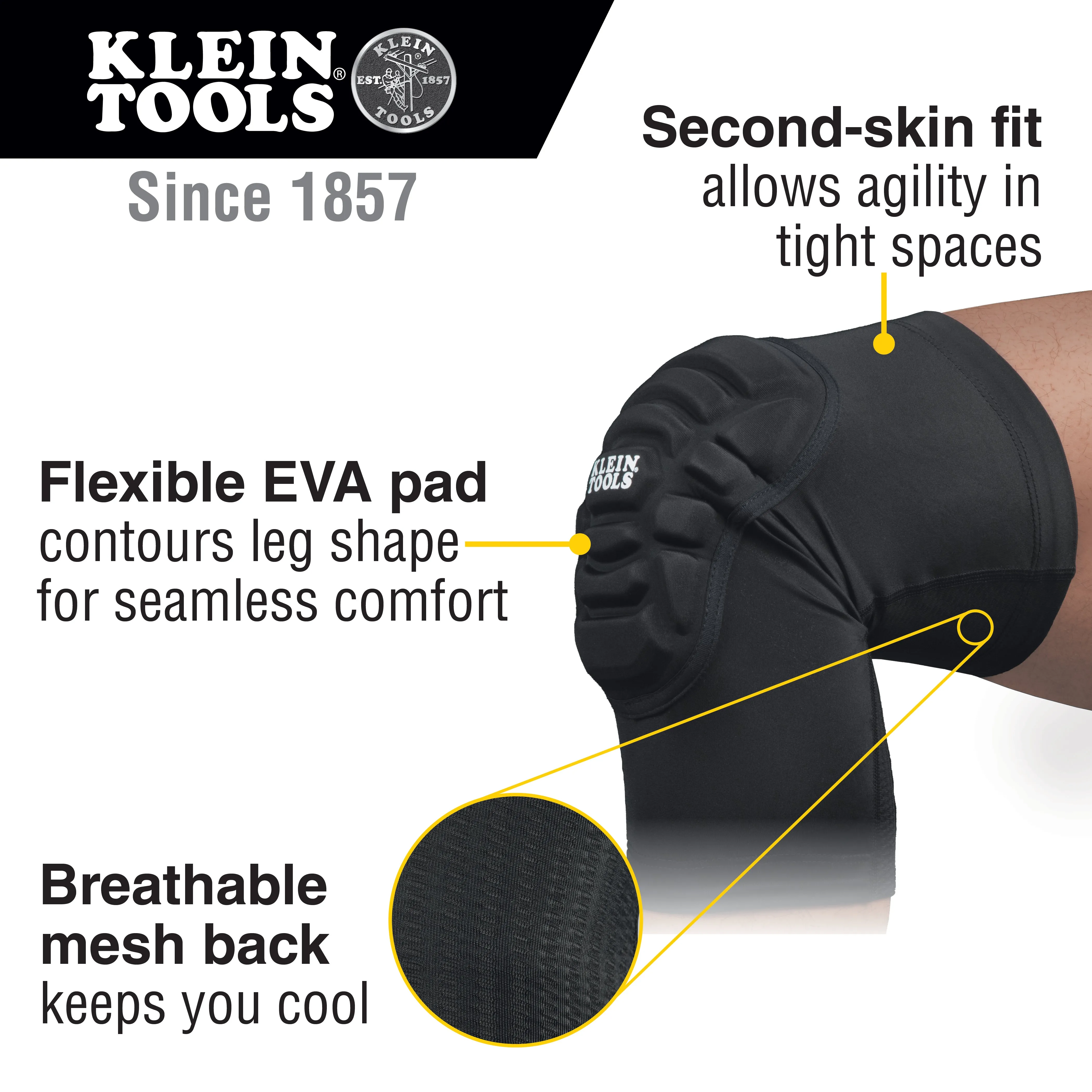 Knee Pad - Klein Tools Lightweight Knee Pad Sleeves, L/XL, 60592