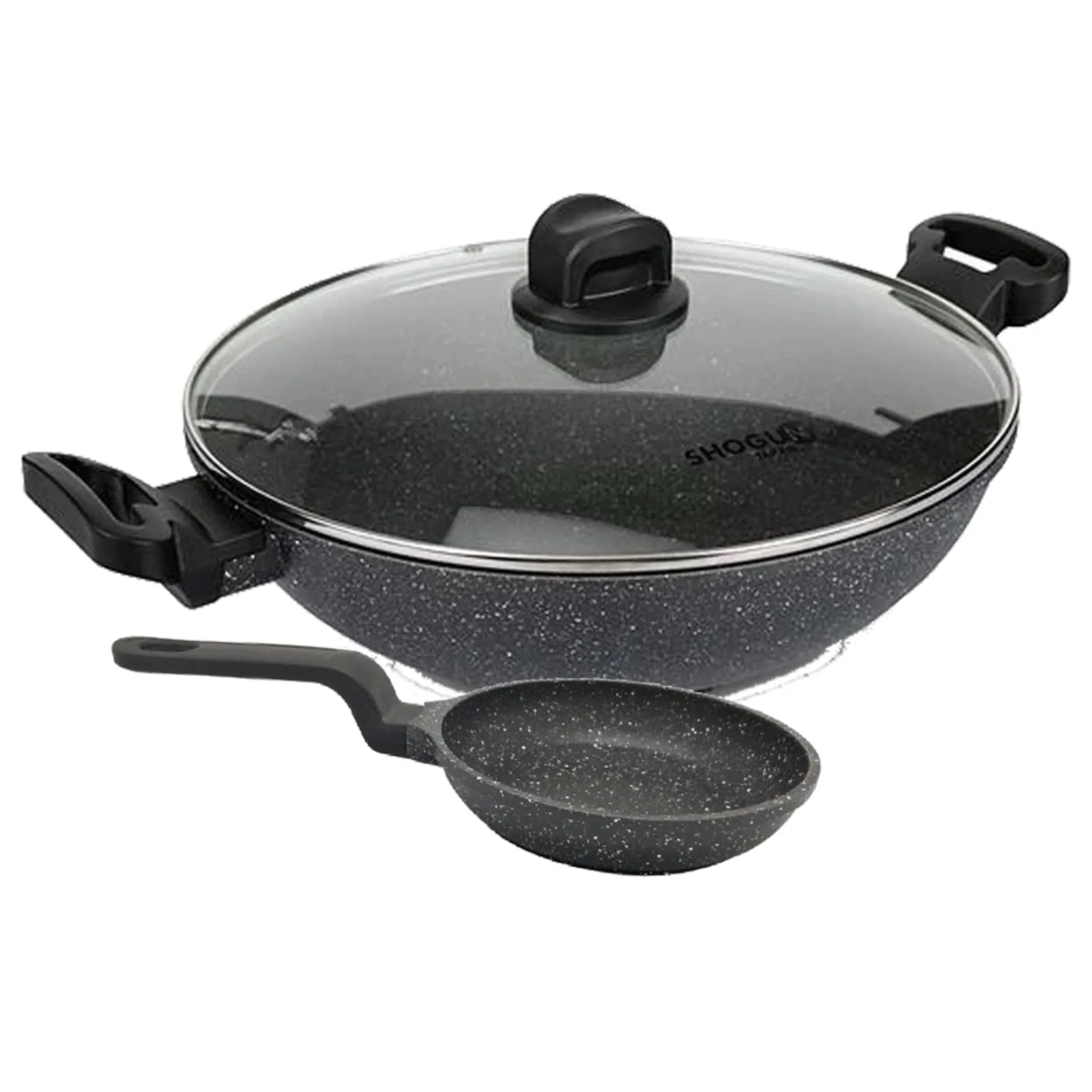 La Gourmet Shogun Marble 32cm Induction Wok  14cm (Non-induction) Egg Pan (LGSM360601)