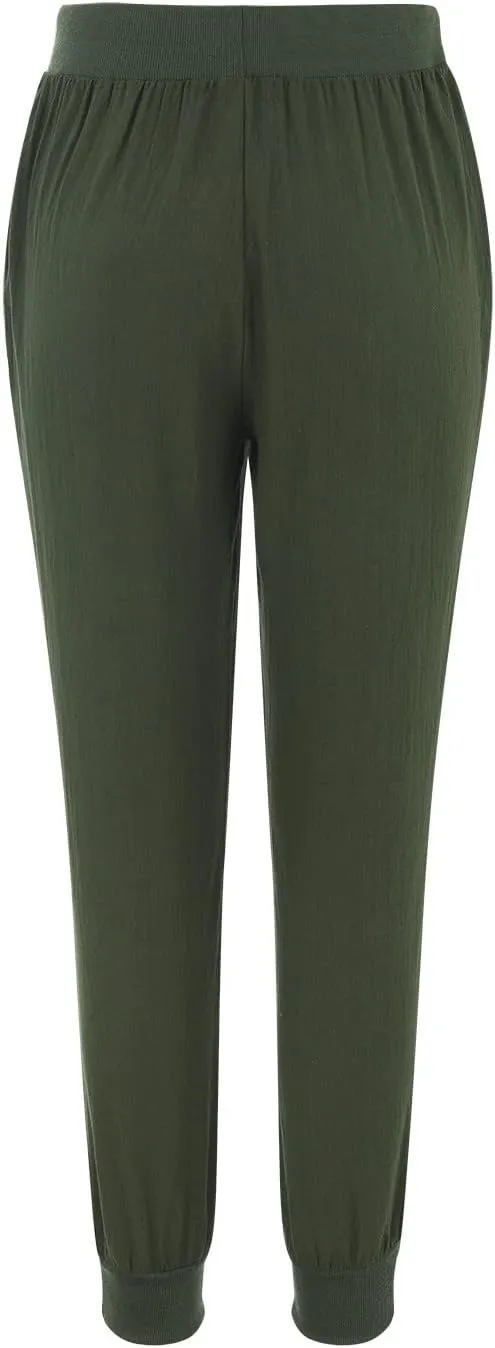 Linen Pants For Women 2025 Petite Summer Drawstring Elastic High Waist Comfy 2025 Lounge Vacation Tapered Trousers
