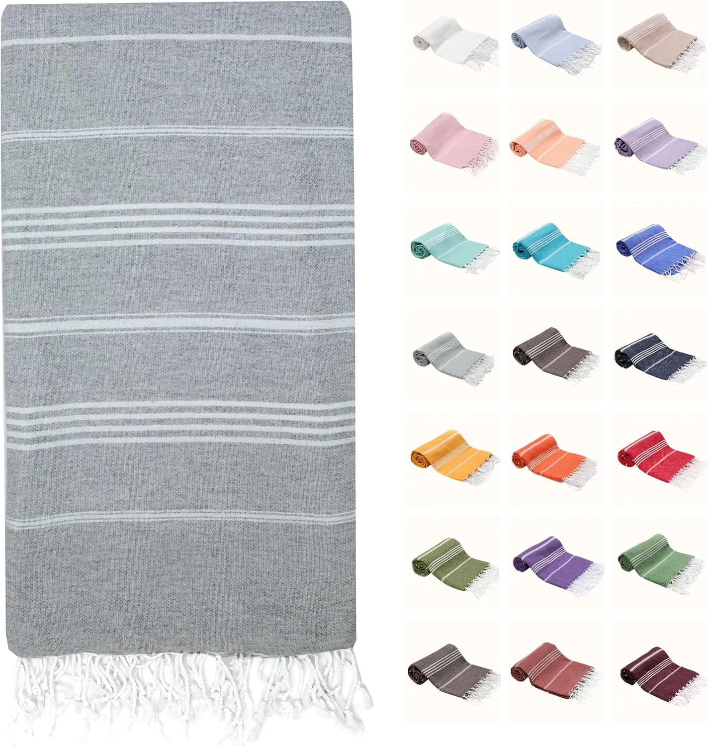 Park & Oz Turkish Beach Towel  Oversized 100% Cotton, Quick-Dry, Absorbent, Sand-Free Blanket (72 x 40)  Extra Large, Lightweight Pool Towel for Adults, Women, Men  Sand Resistant & Perfect Travel