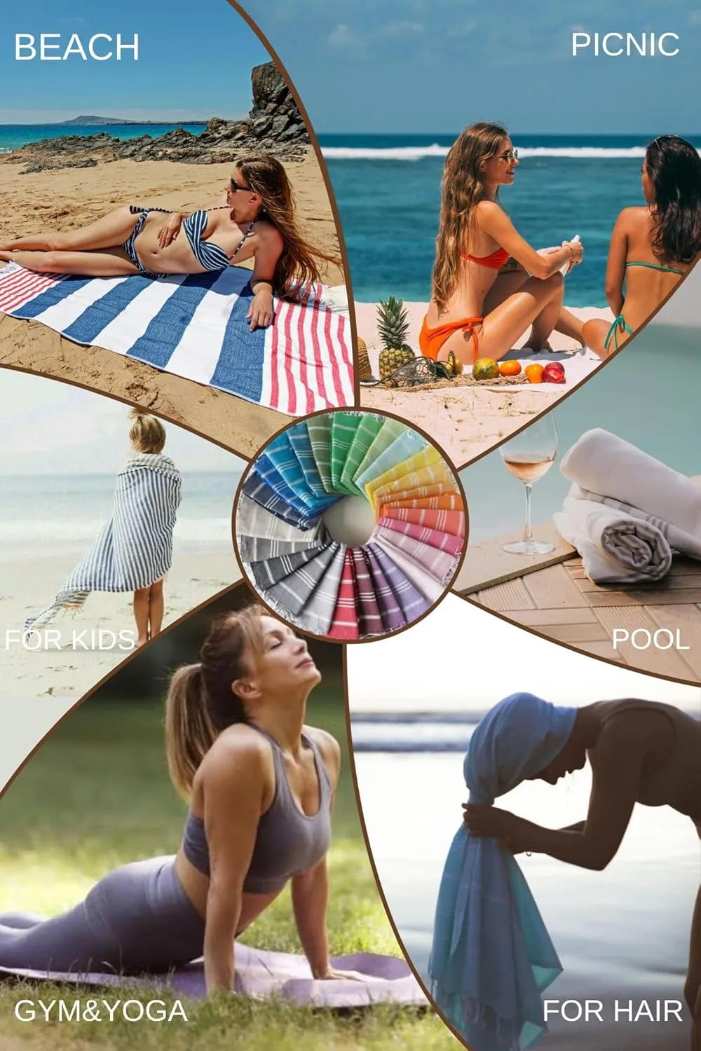 Park & Oz Turkish Beach Towel  Oversized 100% Cotton, Quick-Dry, Absorbent, Sand-Free Blanket (72 x 40)  Extra Large, Lightweight Pool Towel for Adults, Women, Men  Sand Resistant & Perfect Travel