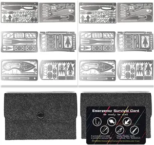 PSKOOK 12 Pcs Survival Multitool Card Emergency Camping Tool EDC Kit in Your Wallet Outdoor Hunting Fishing Hiking Gear