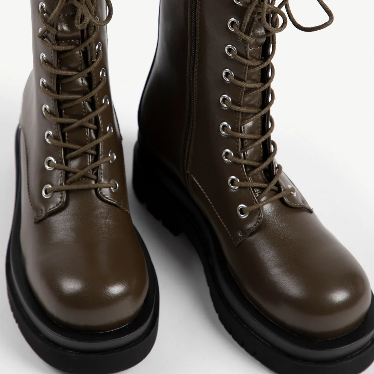 RAID Dahlia Chunky Lace Up Boot in Khaki