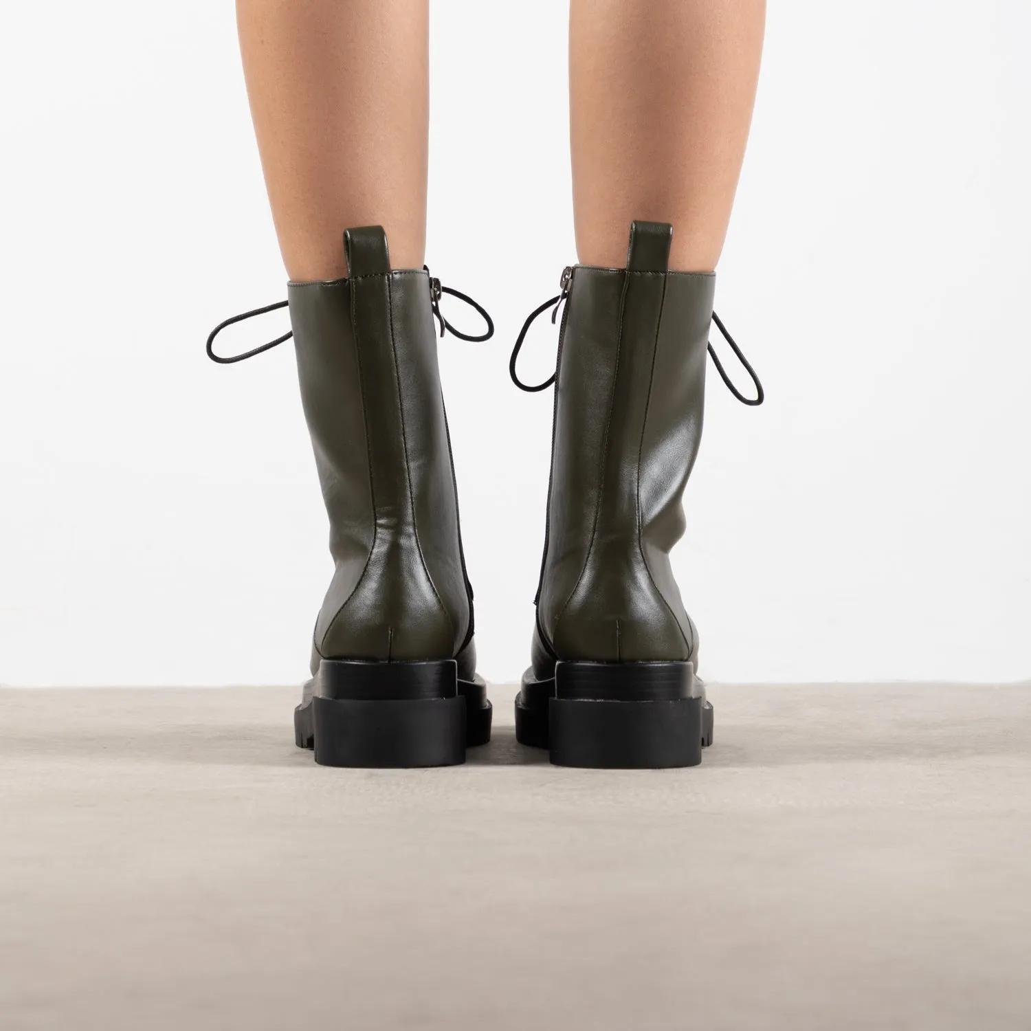RAID Dahlia Chunky Lace Up Boot in Khaki