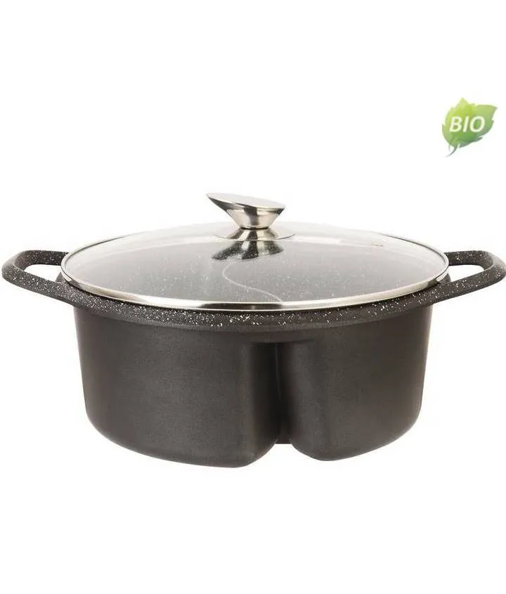 Royalty Line RL-NBS28M; Casserole, Non Stick Pan, Marble Coating, 2 Compartments, Round