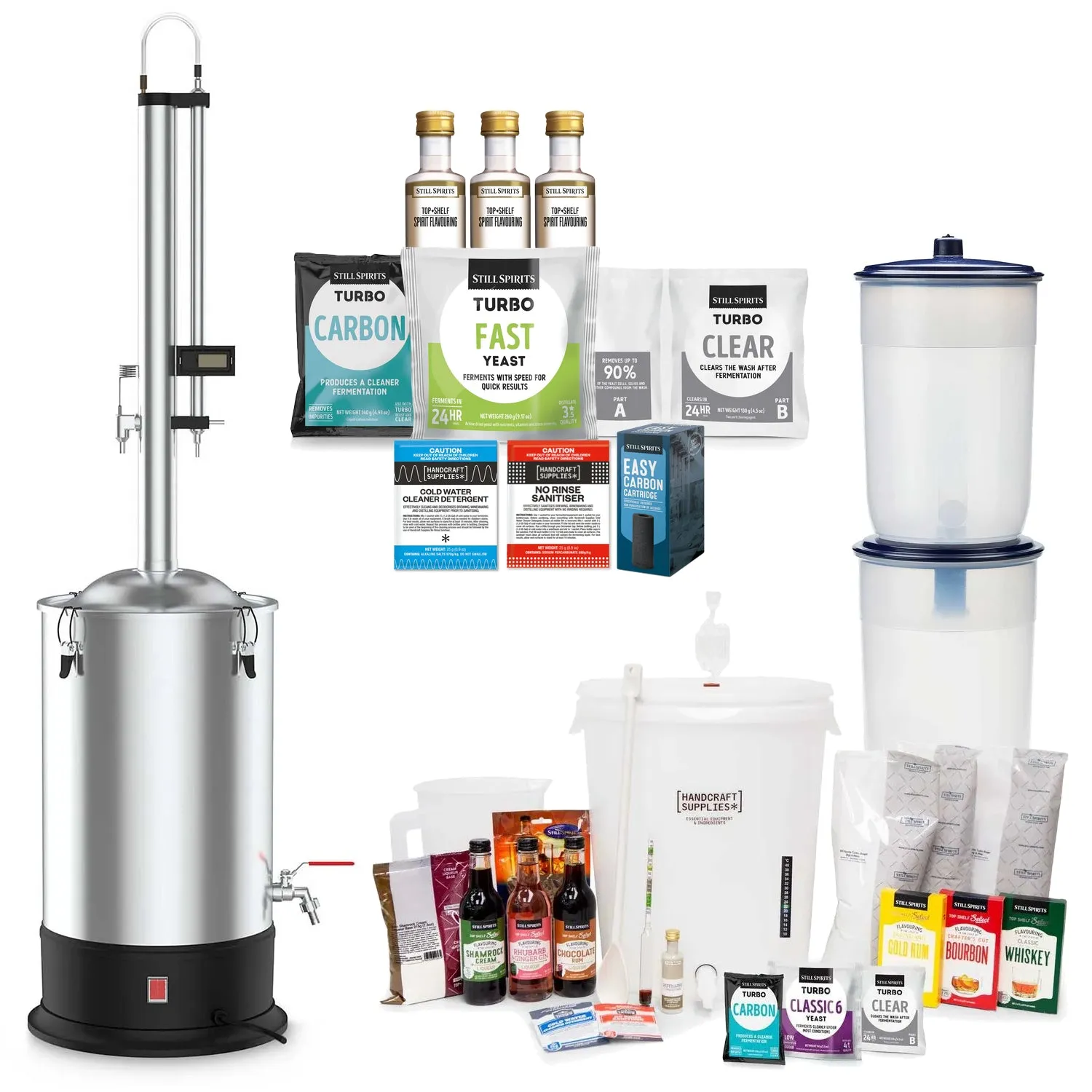 STARTER PLUS KIT with Still Spirits Turbo 500 (T500) Stainless Steel Condenser Home Distillery Kit