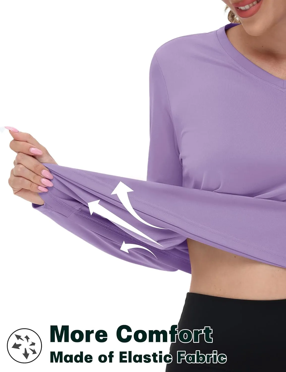 TACVASEN Women's Long Sleeve V Neck Workout Tops UPF 50  Sun Protection Quick Dry Lightweight Hiking Running T-Shirts