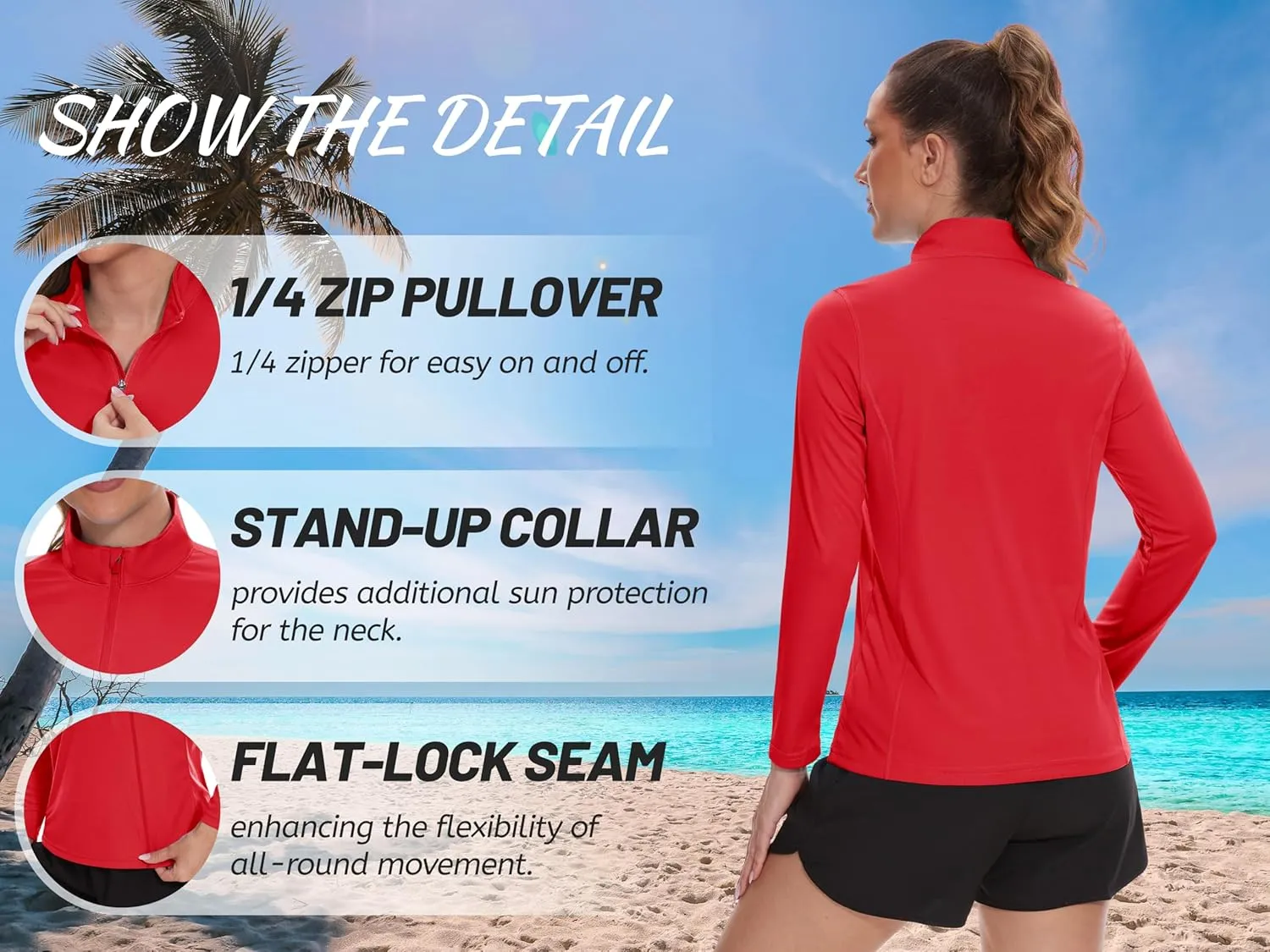 TACVASEN Women's Quarter Zip Pullover Golf Shirts UPF 50  Long Sleeve Sun Shirts UV Protection Workout Tops