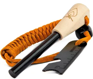 Texas Bushcraft Fire Starter - 3/8" Thick Ferro Rod with Striker and Paracord Wrist Lanyard  Waterproof Flint Fire Steel Survival Lighter for Your Camping, Hiking and Backpacking Gear