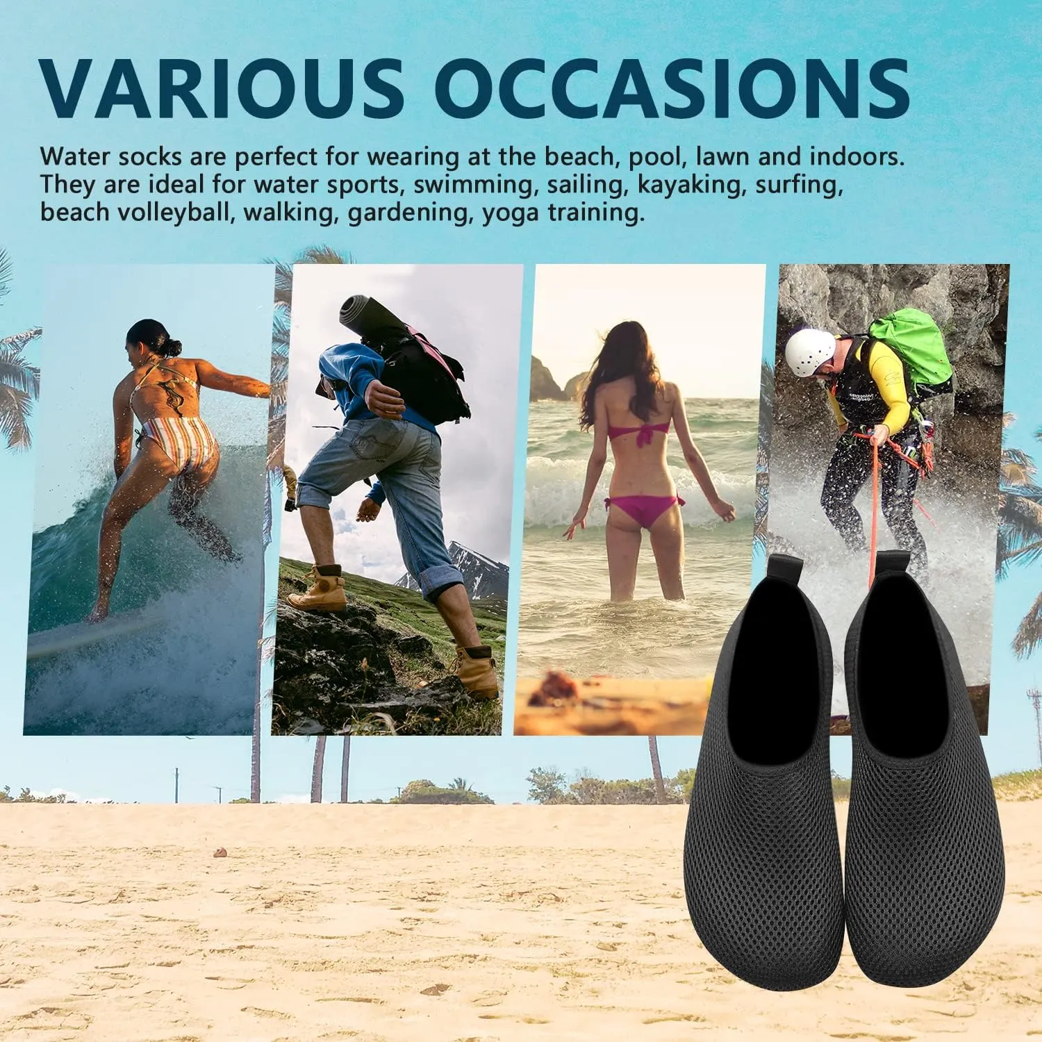 Water Shoes for Women Men Swim Barefoot Quick-Dry Adult Aqua Socks Non Slip Yoga Shoes Pool Camping Beach Accessories
