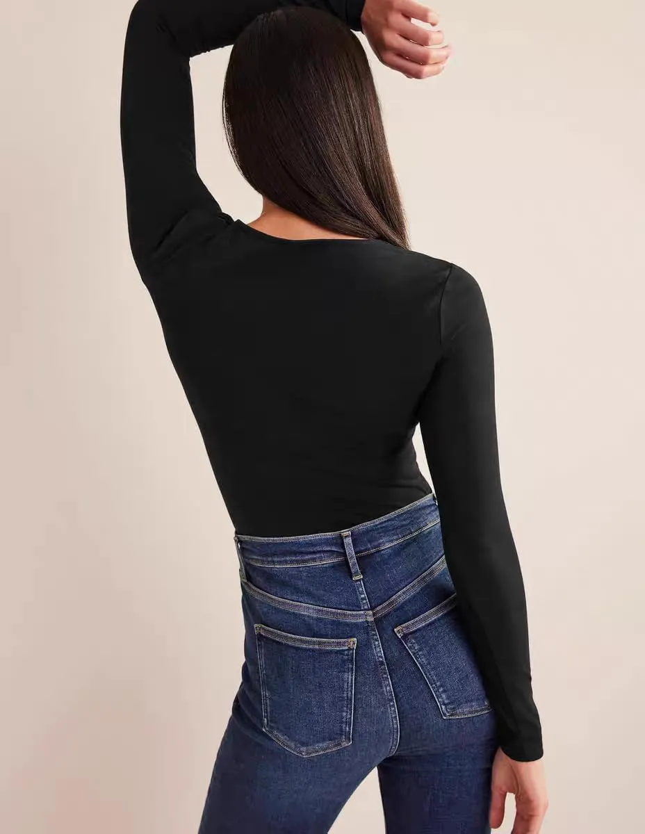 Women's Scoop Neck Thermal Underwear Shirts 2 Pack Tops Long Sleeve Slim Fit T Shirt Base Layer
